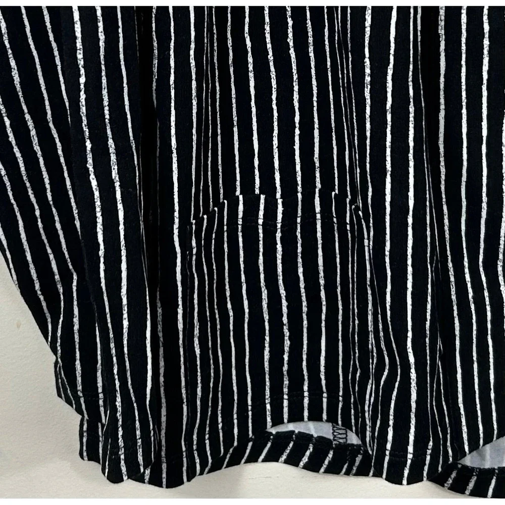Habitat Clothes to Live In Blazer Women M Black White Striped Pockets Peplum‎
